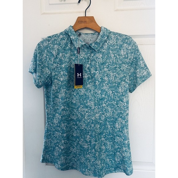 Under Armour Tops - Under Armour Golf Polo Top Women's Small Blue Design $45 Retail New! UPF 30